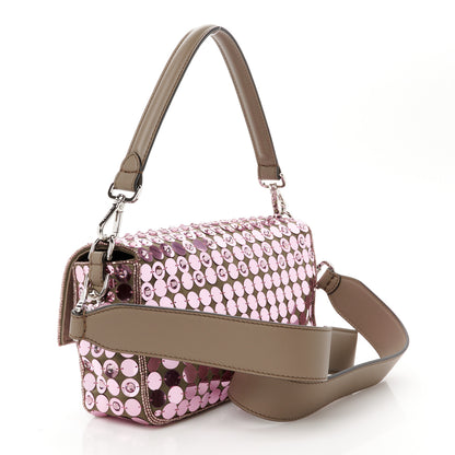 Fendi Ricamo Sequin Paillettes Strass Vitello Grace Baguette Rosa Tartufo 3 of 11