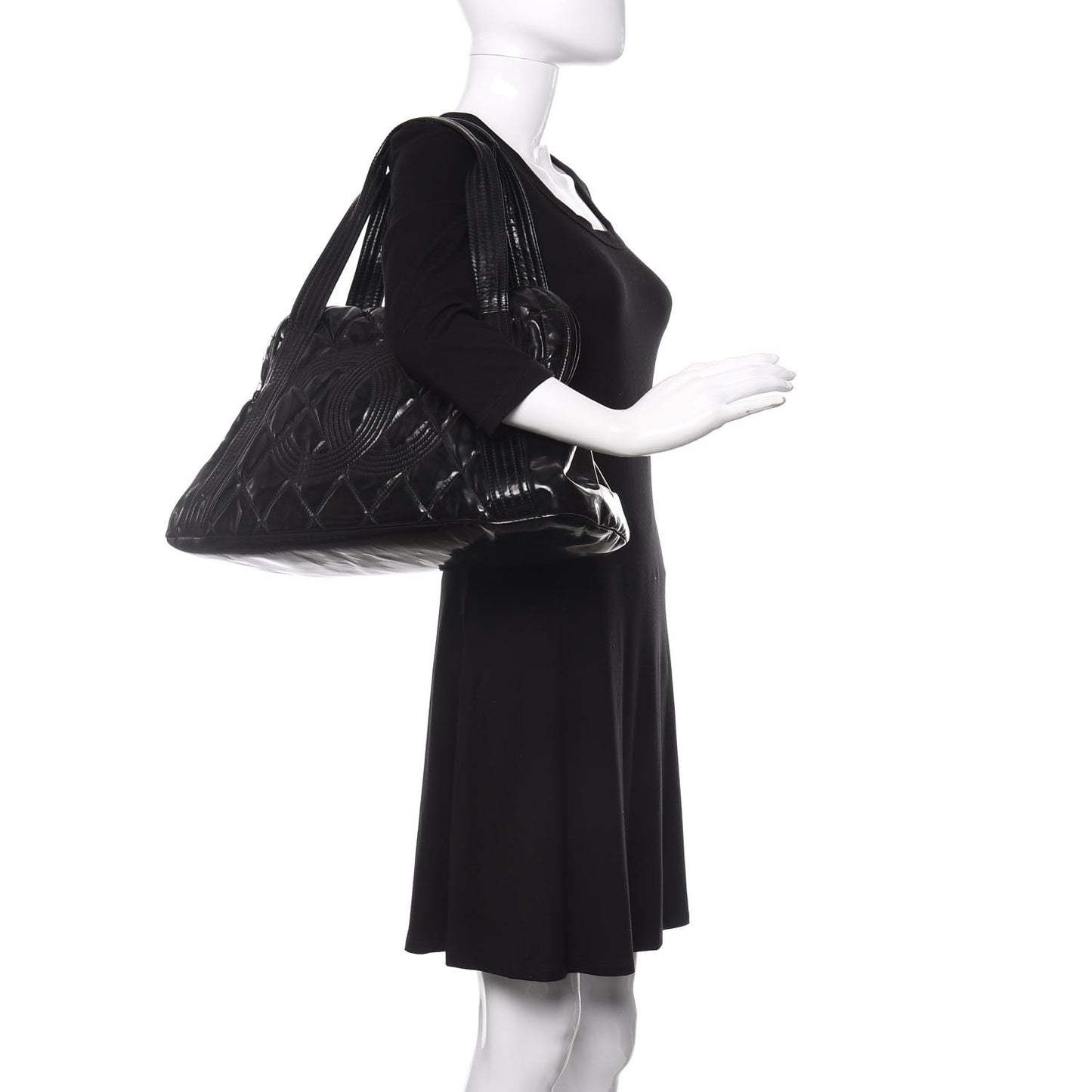 Vinyl Quilted CC Large Tote Black