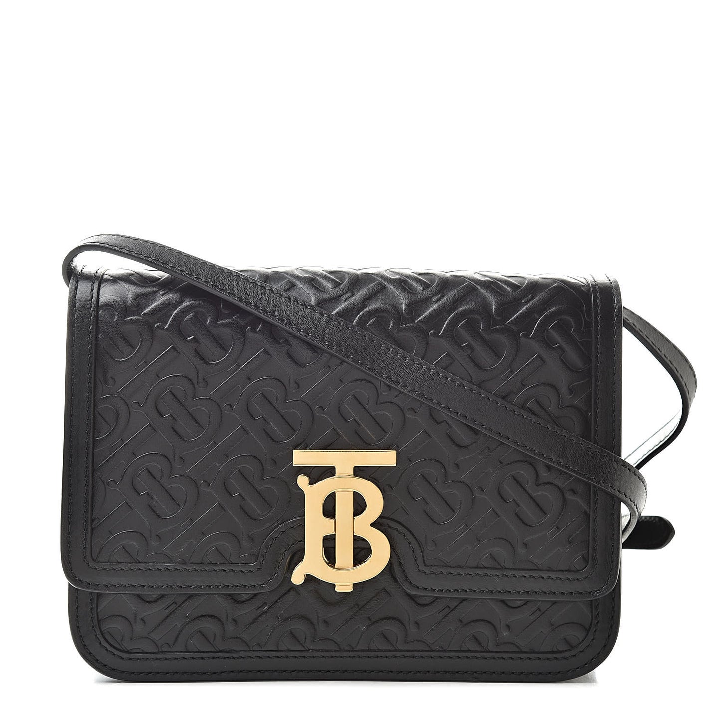 Calfskin Monogram Embossed Small TB Bag Black
