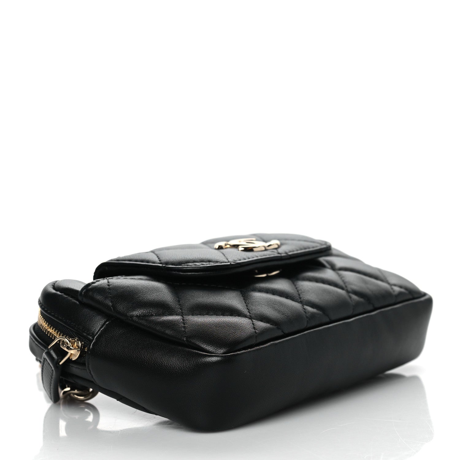 Chanel Lambskin Quilted Waist Bag With Pouch Black 4 of 10