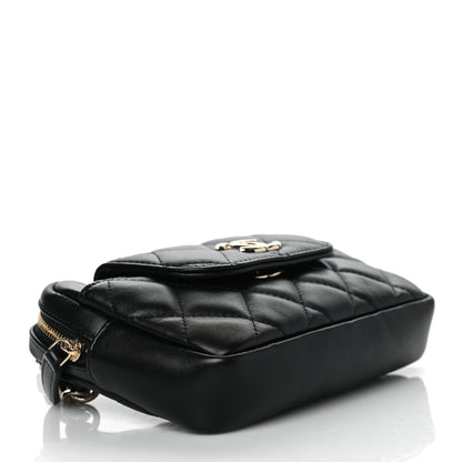 Chanel Lambskin Quilted Waist Bag With Pouch Black 4 of 10