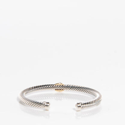 David Yurman Sterling Silver 14K Yellow Gold Blue Sapphire 5mm Cable Classics Single Station Bracelet 2 of 5