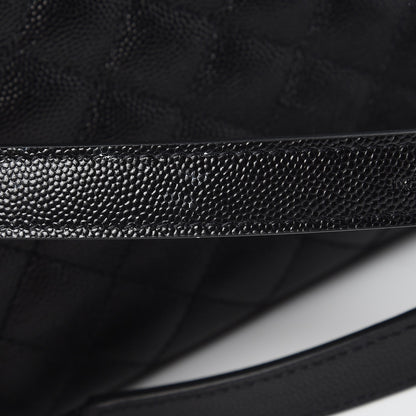 Saint Laurent Grain De Poudre Textured Mixed Matelasse Large Triquilt Monogram Monochrome Satchel Black 12 of 13