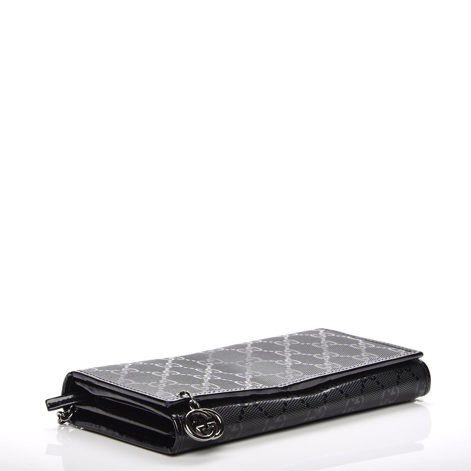 Gucci Imprime Monogram GG Pierce Chain Clutch Wallet Black 4 of 7