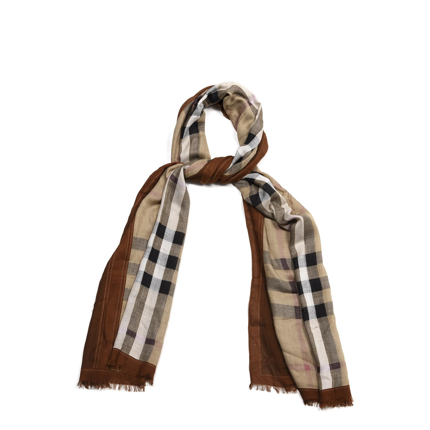 Modal Cashmere Haymarket Check Scarf Bronze
