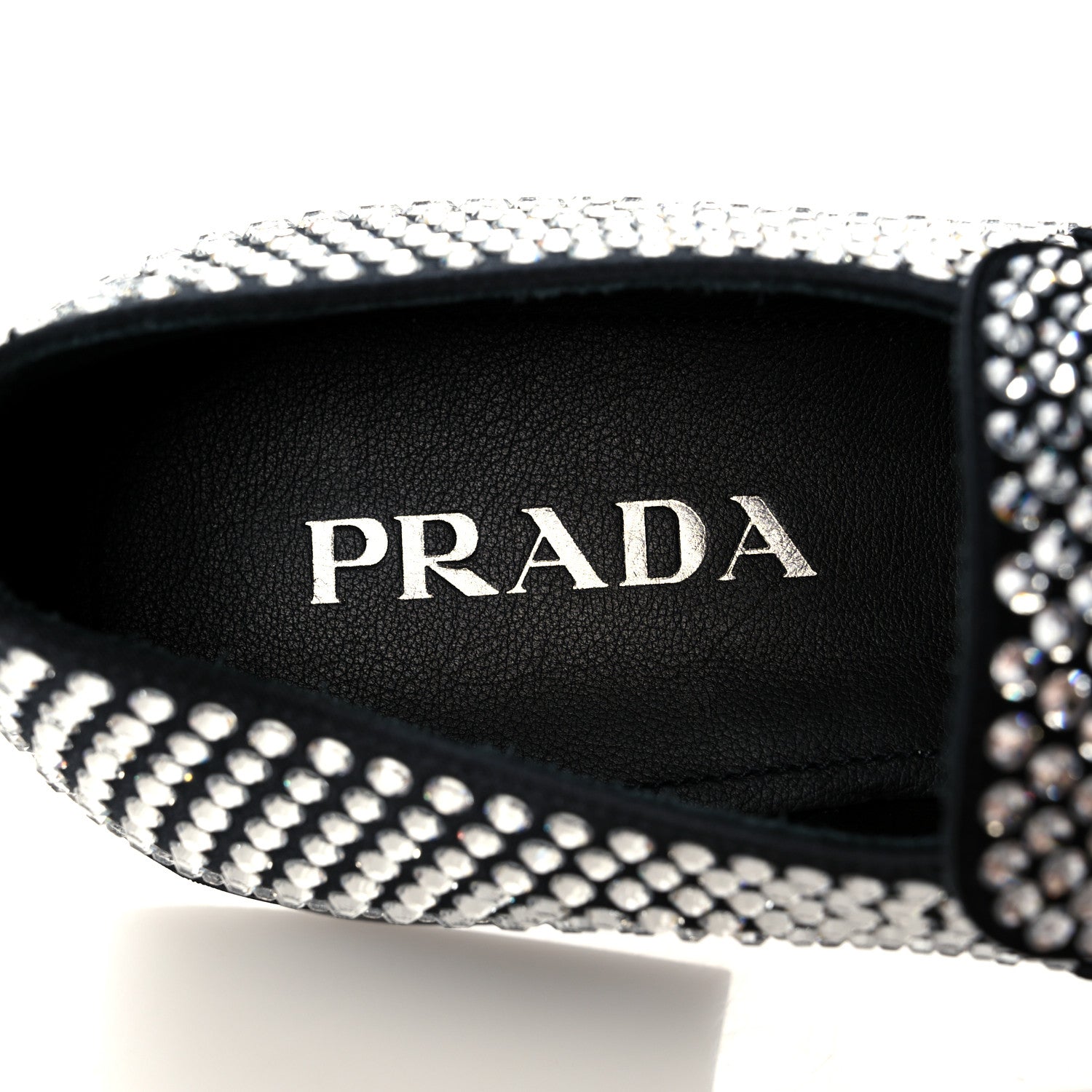 Prada Satin Crystal Metal Triangle Logo Mens Loafers 7 Crystal 7 of 7