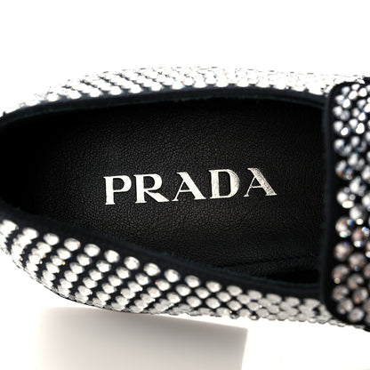 Prada Satin Crystal Metal Triangle Logo Mens Loafers 7 Crystal 7 of 7
