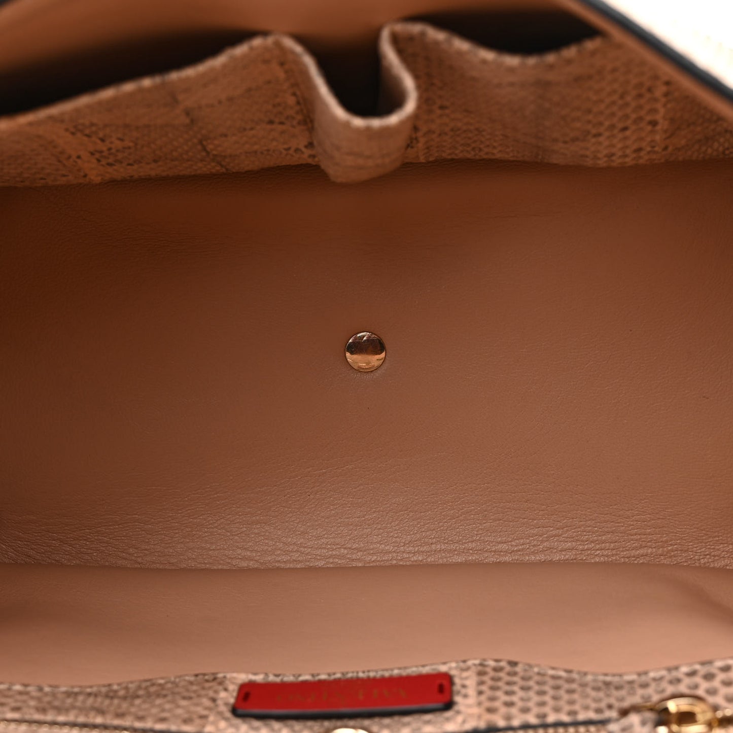 Snakeskin Small Demilune Double Handle Satchel Beige