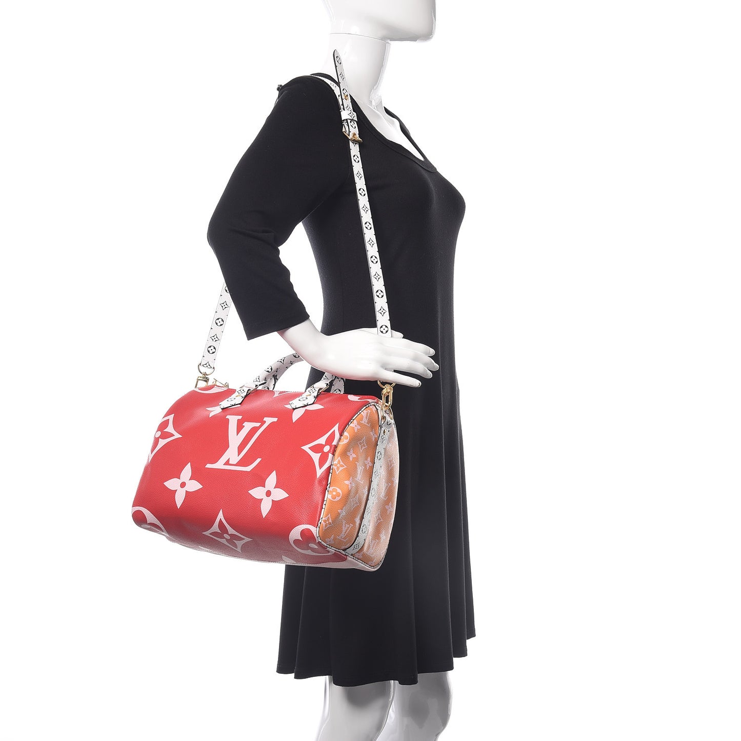 Monogram Giant Speedy Bandouliere 30 Rouge