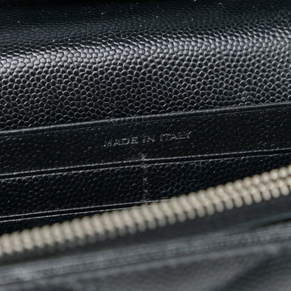 Saint Laurent Grain De Poudre Matelasse Chevron Monogram Chain Wallet Black 8 of 17
