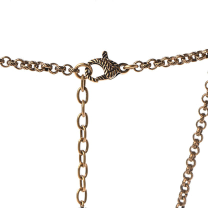 Gucci Crystal Embellished Double G Necklace Aged Gold 5 of 6