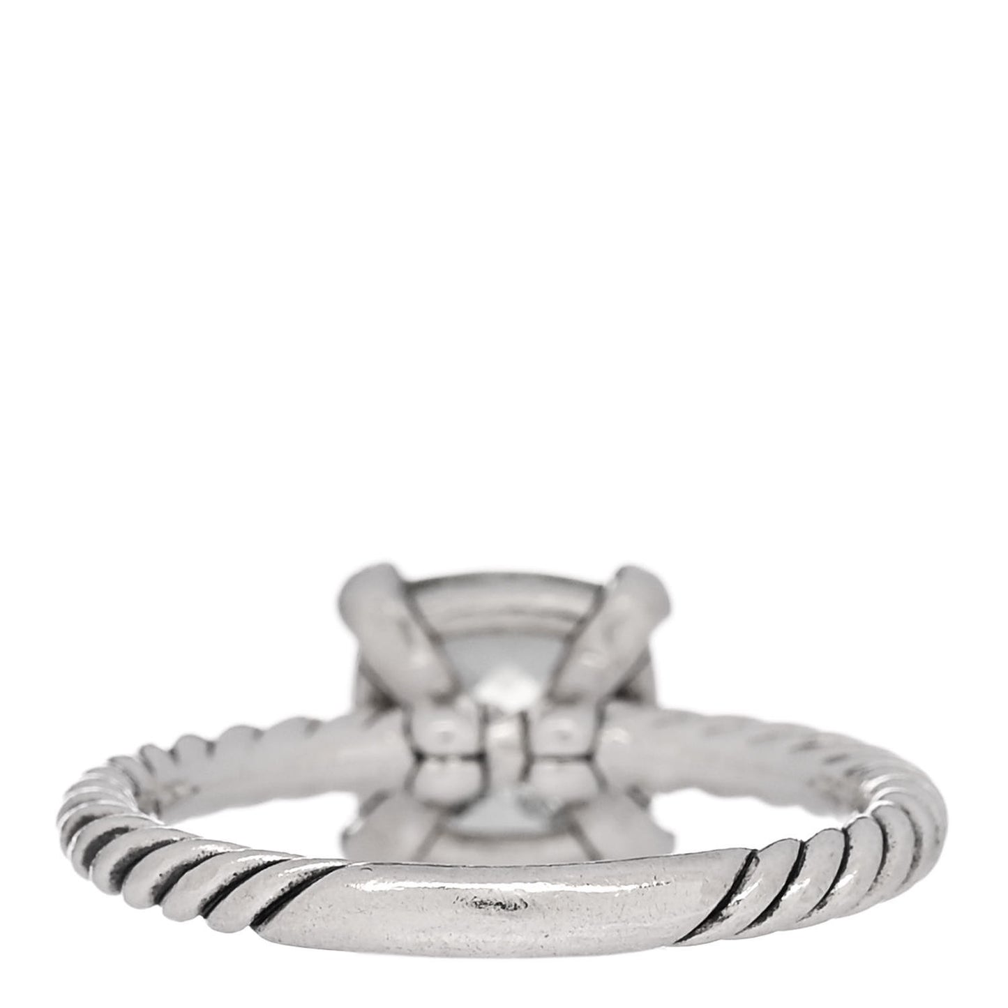 Sterling Silver Diamond Prasiolite 8mm Chatelaine Ring 53 6.5
