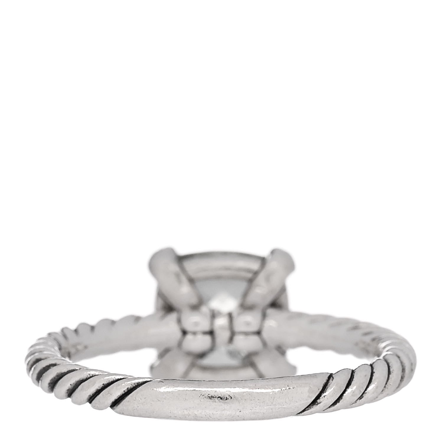 David Yurman Sterling Silver Diamond Prasiolite 8mm Chatelaine Ring 53 6.5 4 of 6