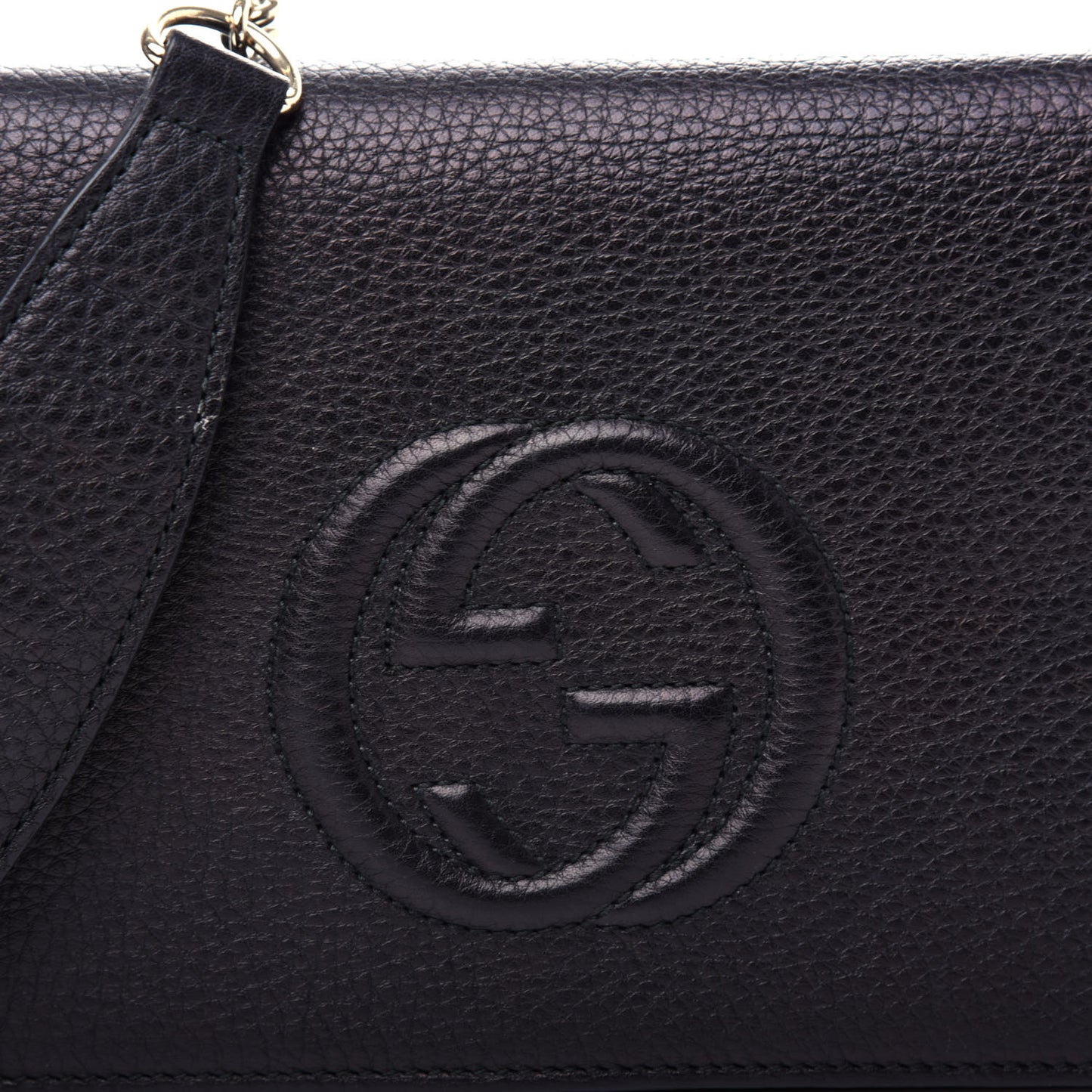 Pebbled Calfskin Soho Wallet on Chain Black
