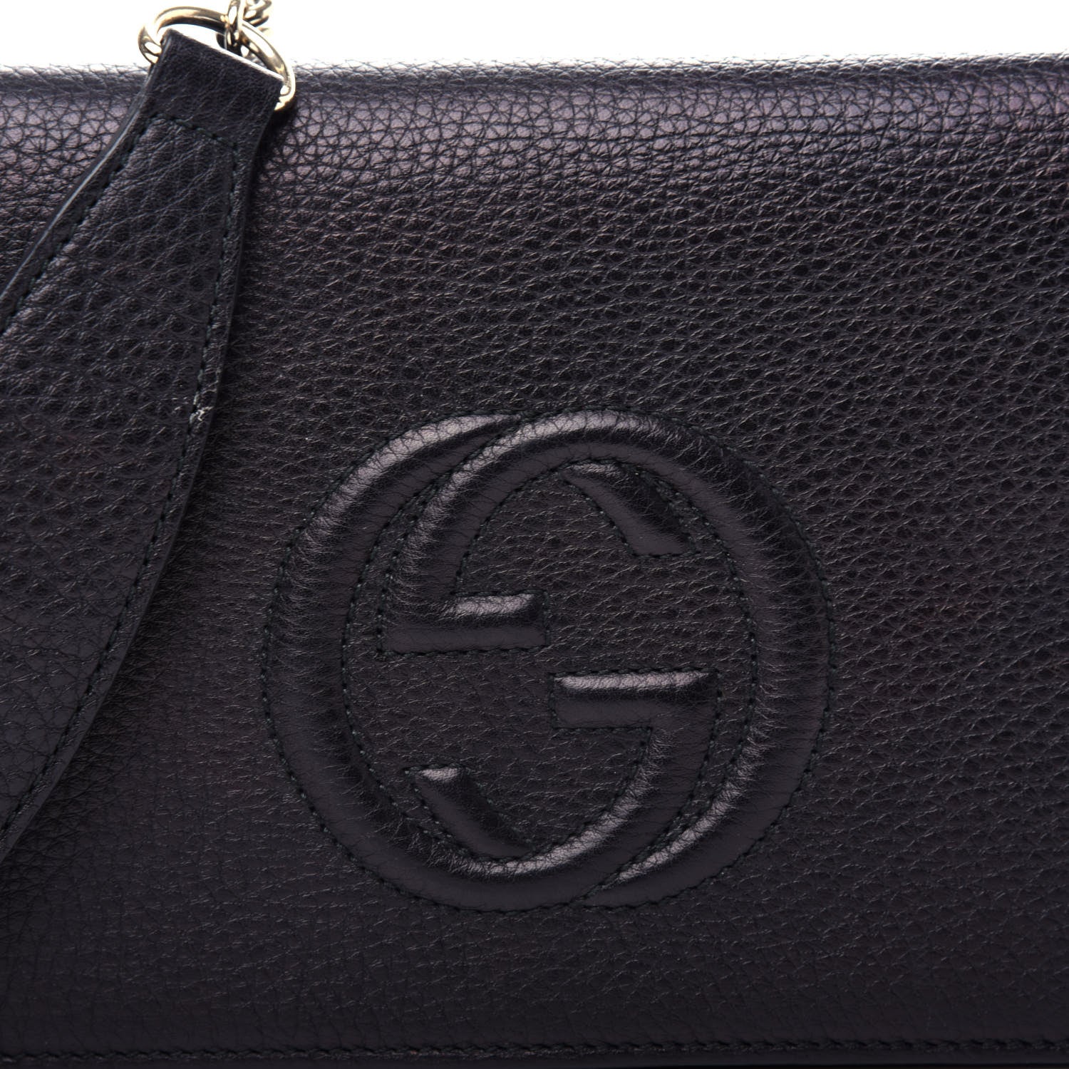 Gucci Pebbled Calfskin Soho Wallet on Chain Black 9 of 9