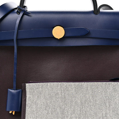 Hermes Toile H Berline Vache Hunter Herbag Zip PM 31 Cassis Ecru Black Bleu Saphir 9 of 11