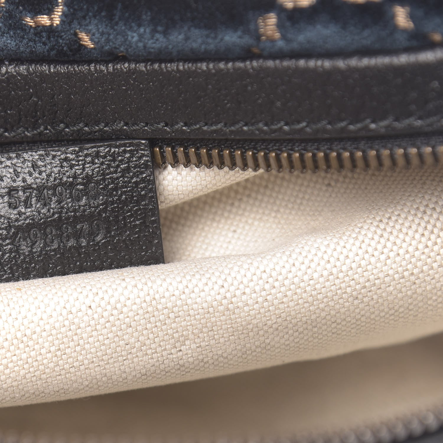 Gucci Velvet GG Monogram Web Belt Bag Blue Beige 7 of 10