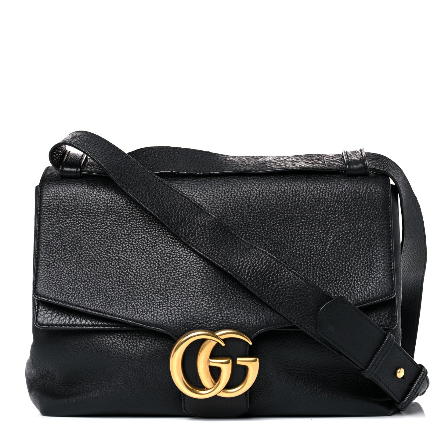 Calfskin Large GG Marmont Shoulder Bag Black