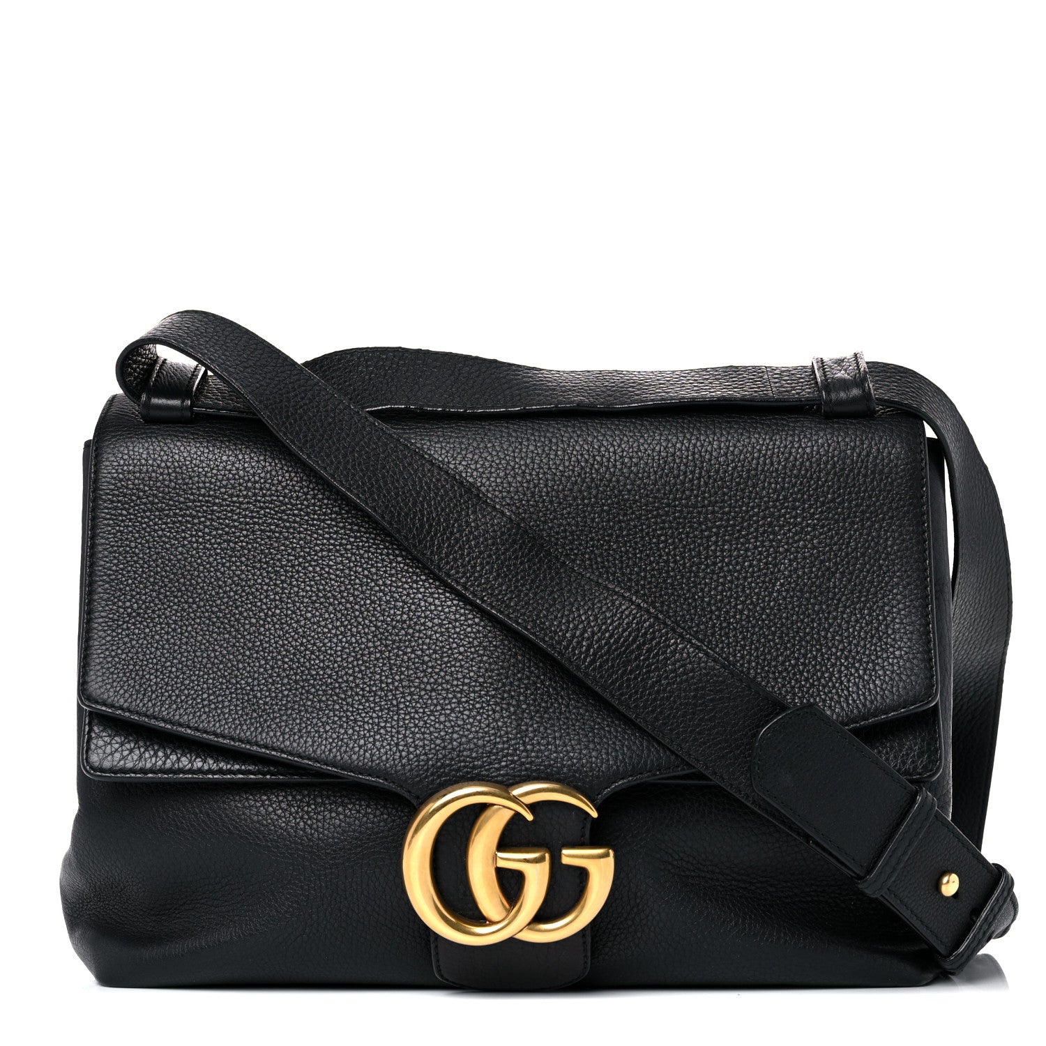 Gucci Calfskin Large GG Marmont Shoulder Bag Black 1 of 17