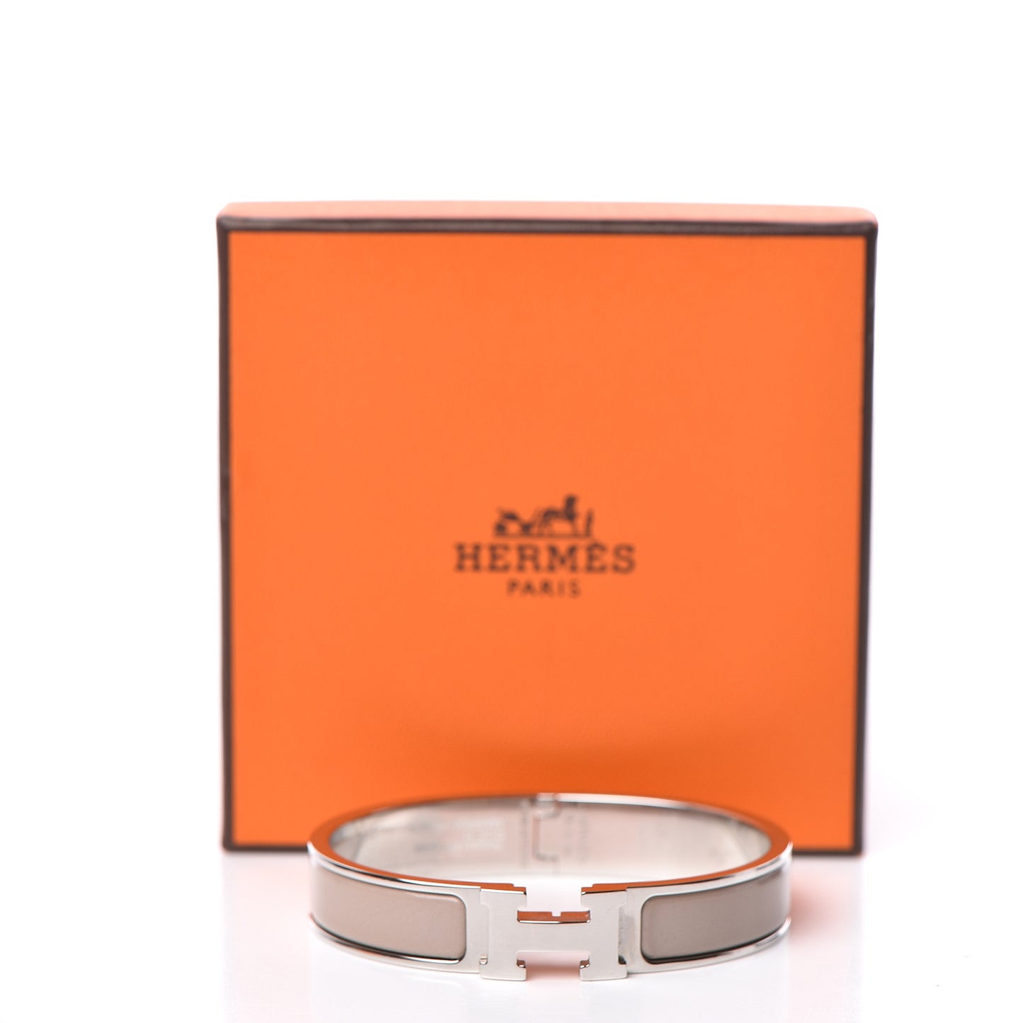 Enamel Narrow Clic Clac H Bracelet GM Marron Glace