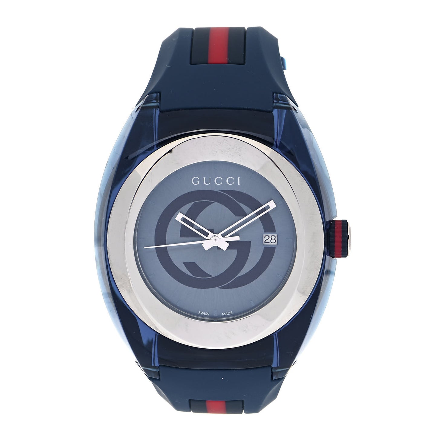 Stainless Steel Rubber 46mm Sync Web Quartz Watch Blue