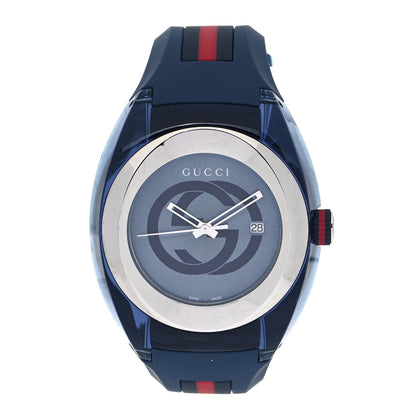 Gucci Stainless Steel Rubber 46mm Sync Web Quartz Watch Blue 1 of 5