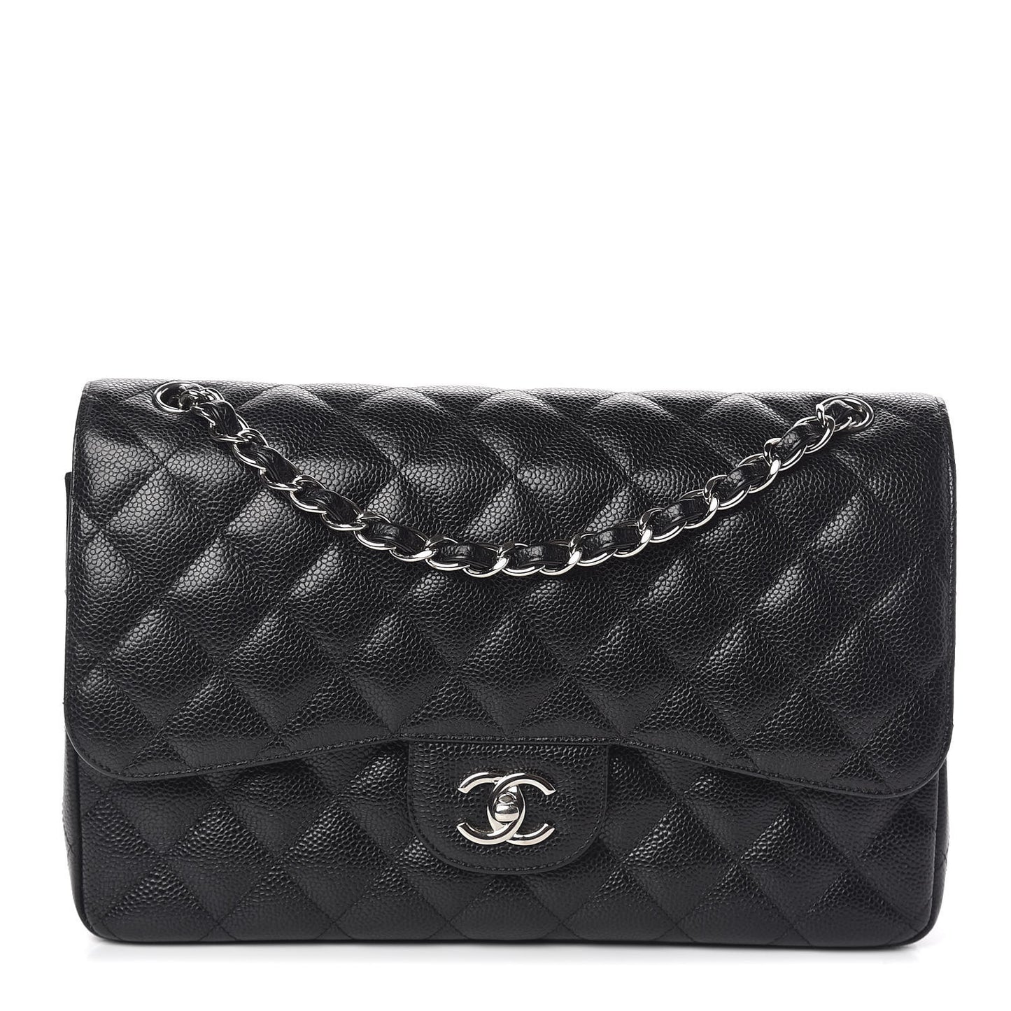 Caviar Quilted Jumbo Double Flap Black