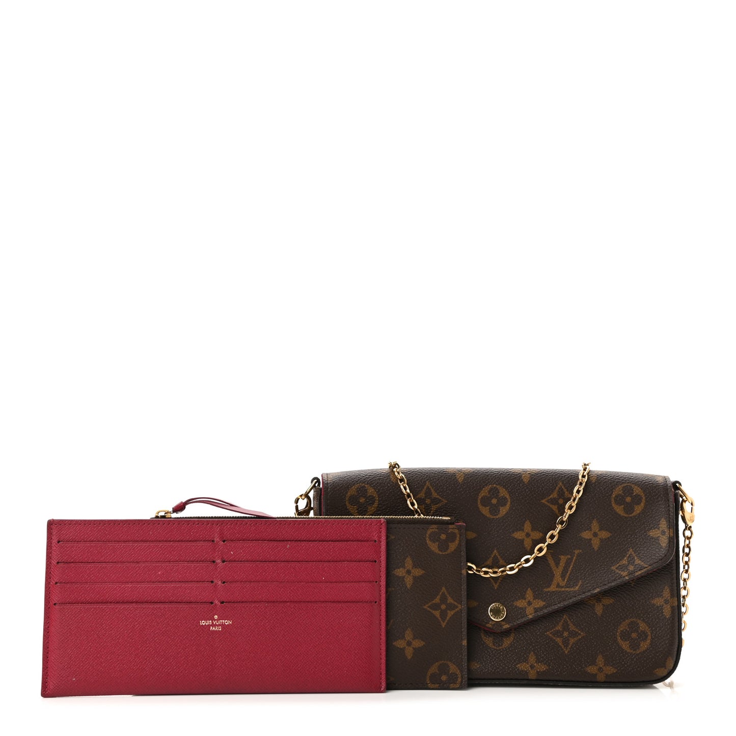 Monogram Pochette Felicie Chain Wallet Fuchsia