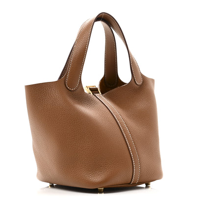 Hermes Taurillon Clemence Picotin Lock 18 PM Gold 3 of 11