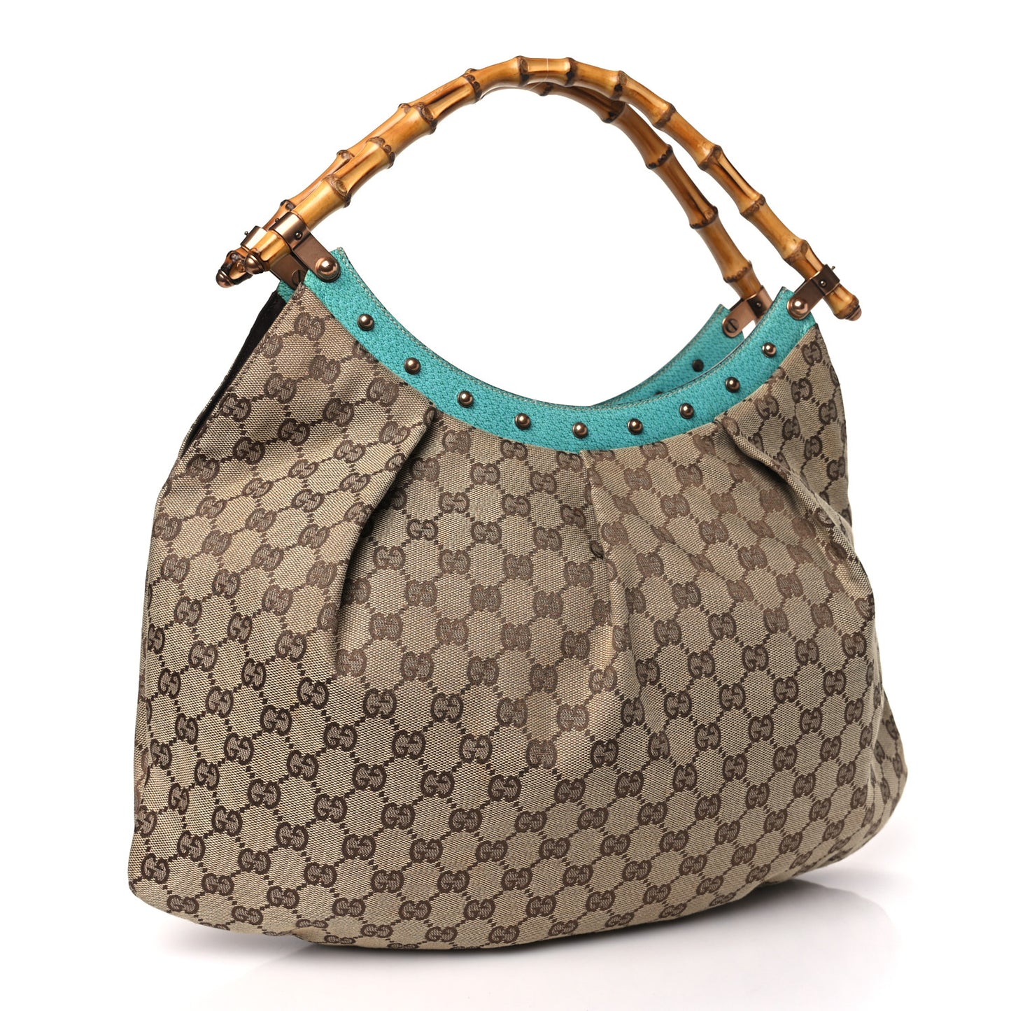 Monogram Bamboo Top Handle Bag Turquoise