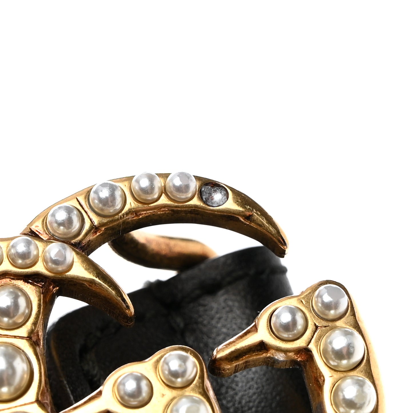 Calfskin Pearl Double G 20mm Belt 85 34 Black Cream