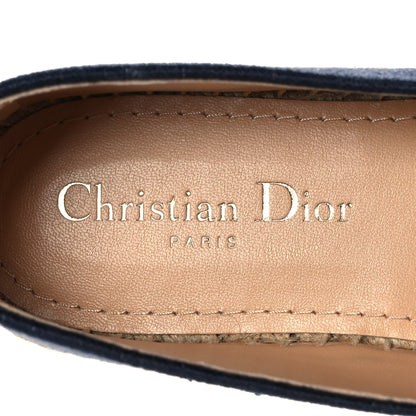 Christian Dior Cotton D-Stripes Embroidered Granville 15mm Espadrilles 37 Deep Blue 7 of 9