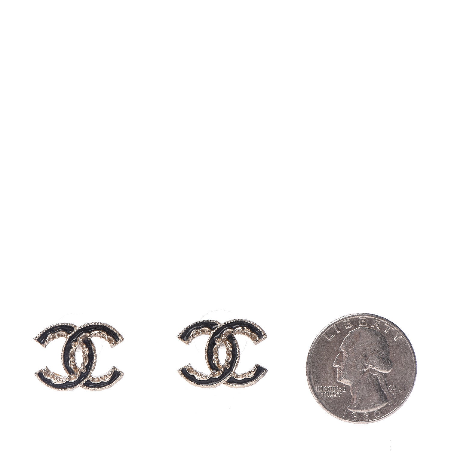Chanel Enamel CC Baroque Earrings Black Gold 2 of 6