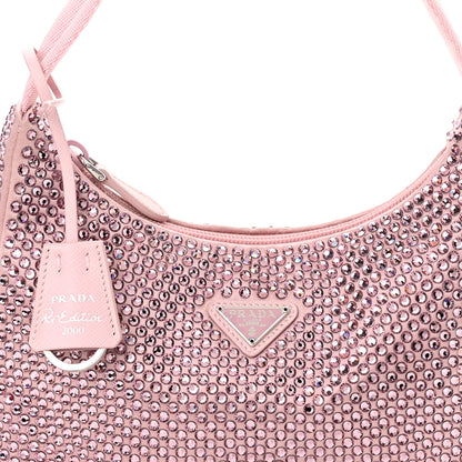 Prada Satin Crystal Mini Re-Edition 2000 Bag Alabastro 8 of 10