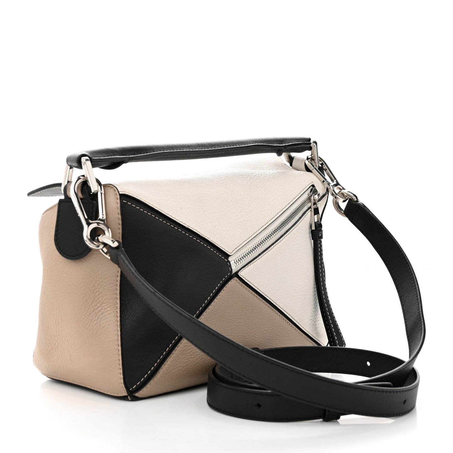 Calfskin Small Puzzle Bag Black Taupe