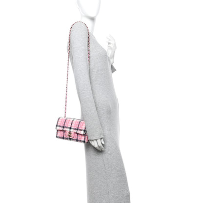 Chanel Metallic Tweed Quilted Mini Rectangular Flap Pink Navy White 2 of 10
