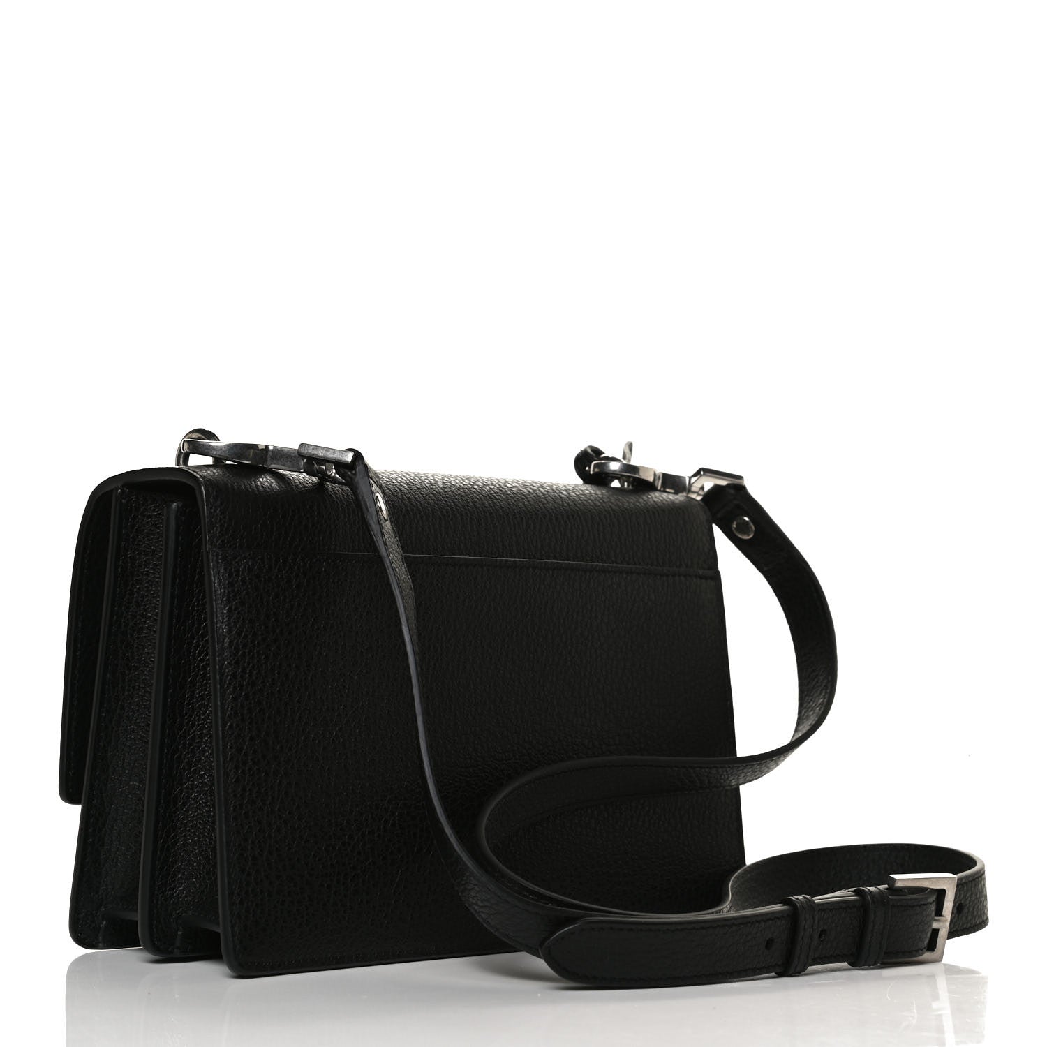 Saint Laurent Grained Calfskin Medium Monogram Sunset Satchel Black 3 of 15