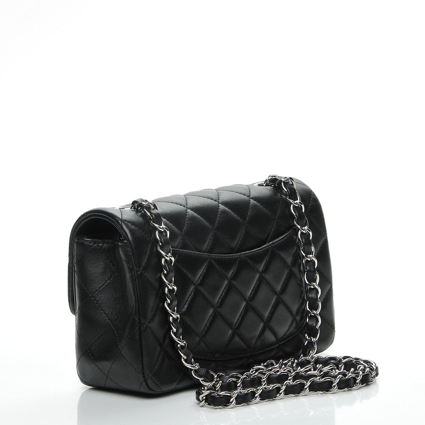 Lambskin Quilted Mini Rectangular Flap Black