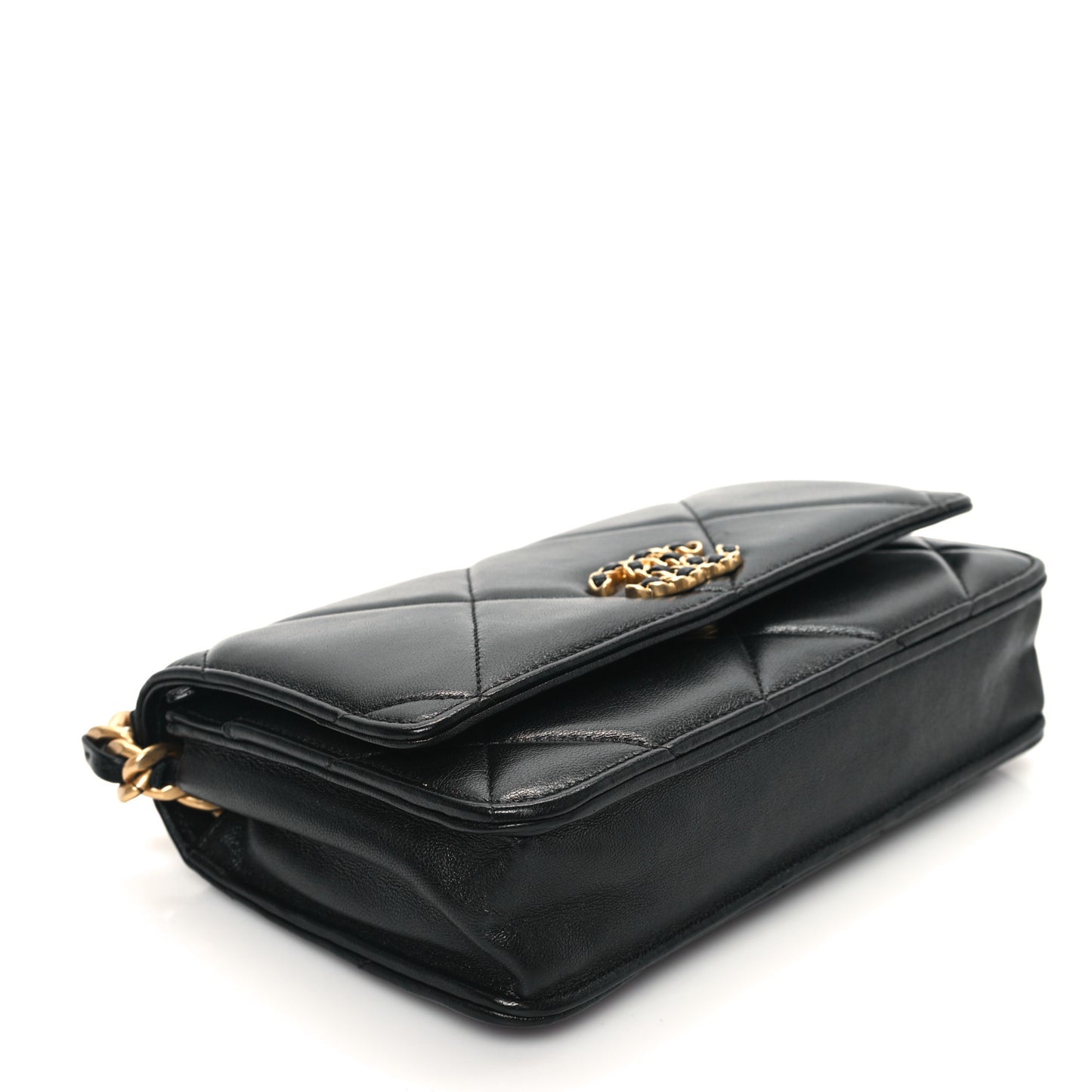 Lambskin Quilted Chanel 19 Wallet On Chain WOC Black