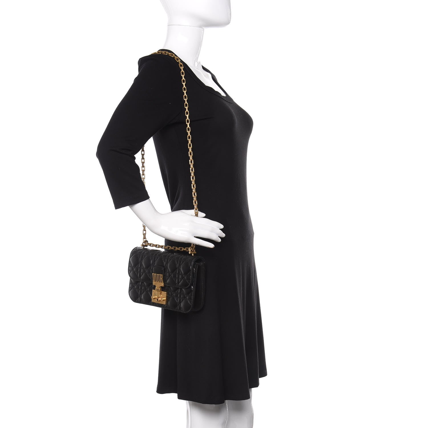 Christian Dior Lambskin Cannage Small Dioraddict Flap Bag Black 2 of 8