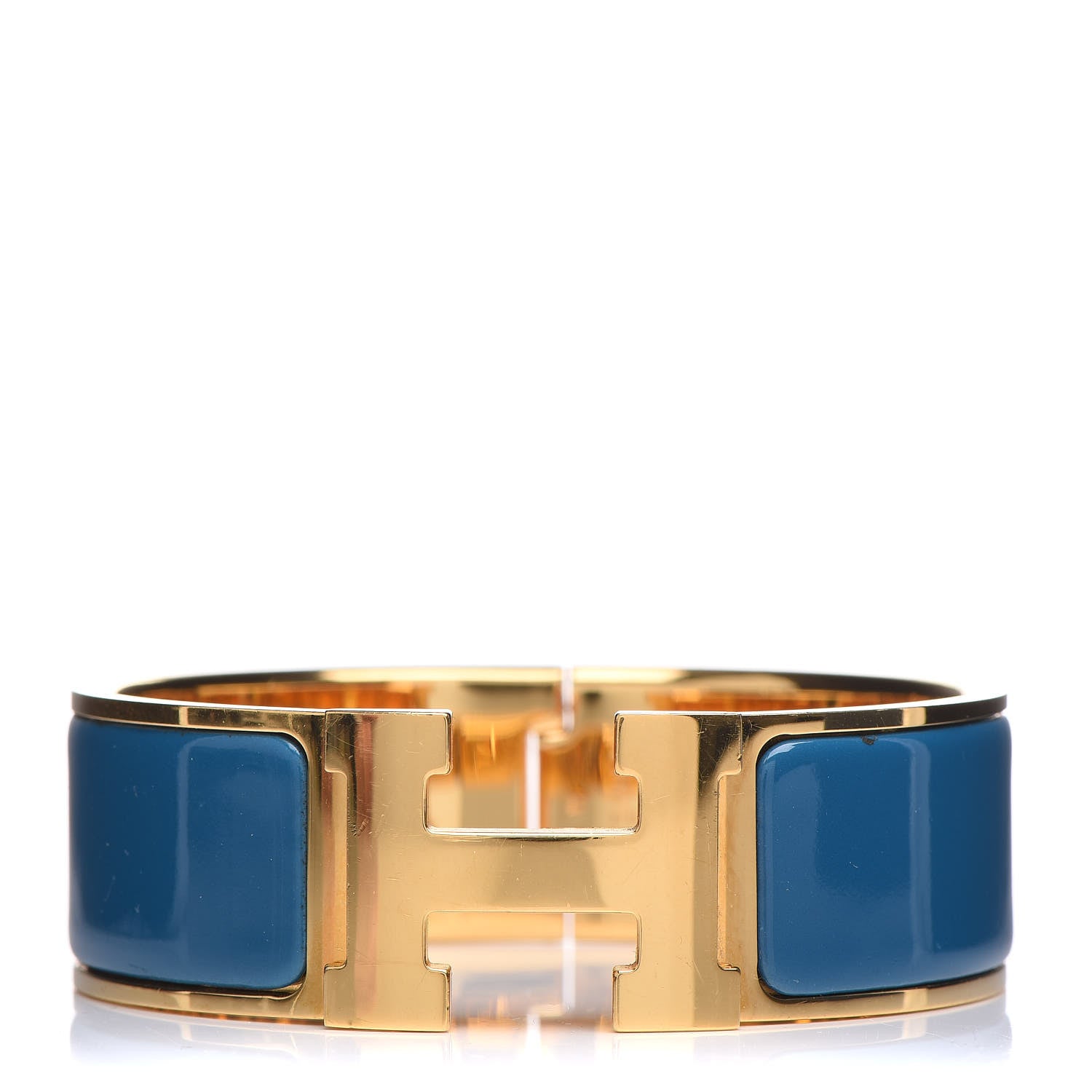 Hermes Enamel Wide Clic Clac H Bracelet GM Bleu 1 of 5