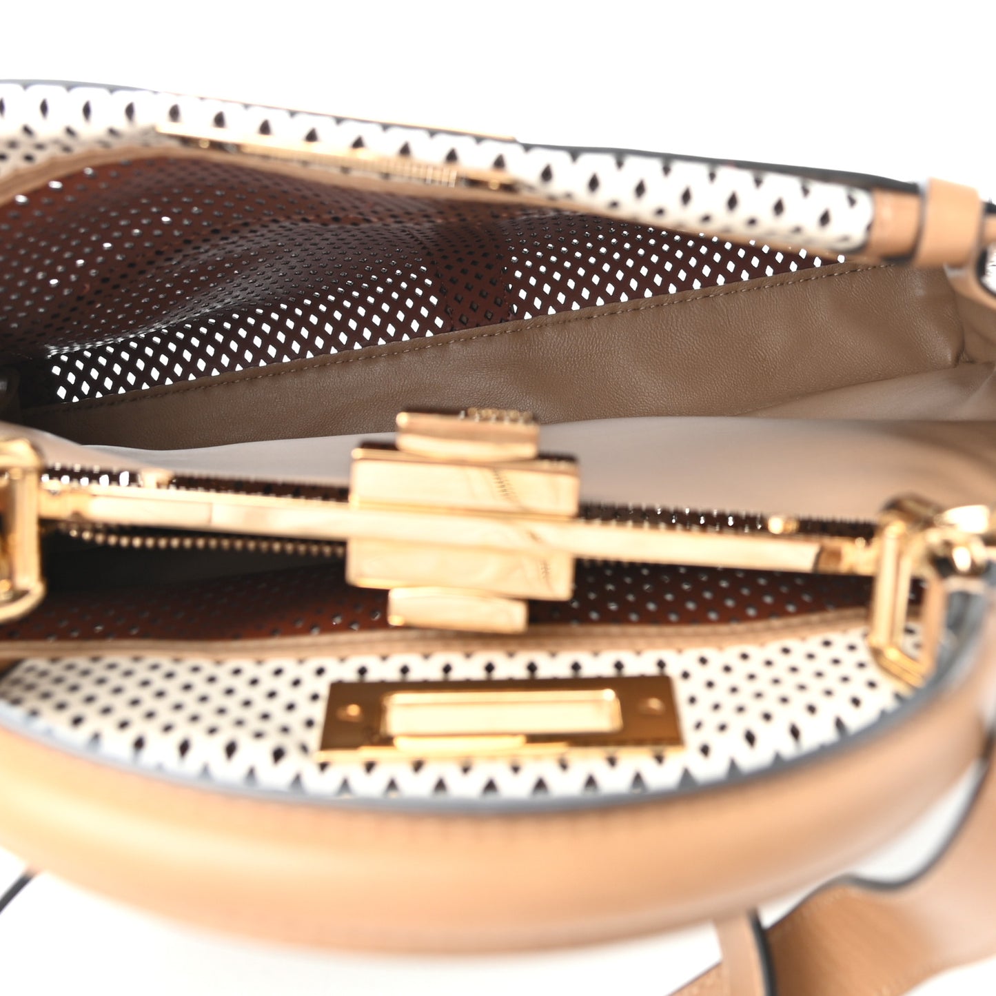 Calfskin Lambskin Perforated Medium Peekaboo Iconic Satchel White