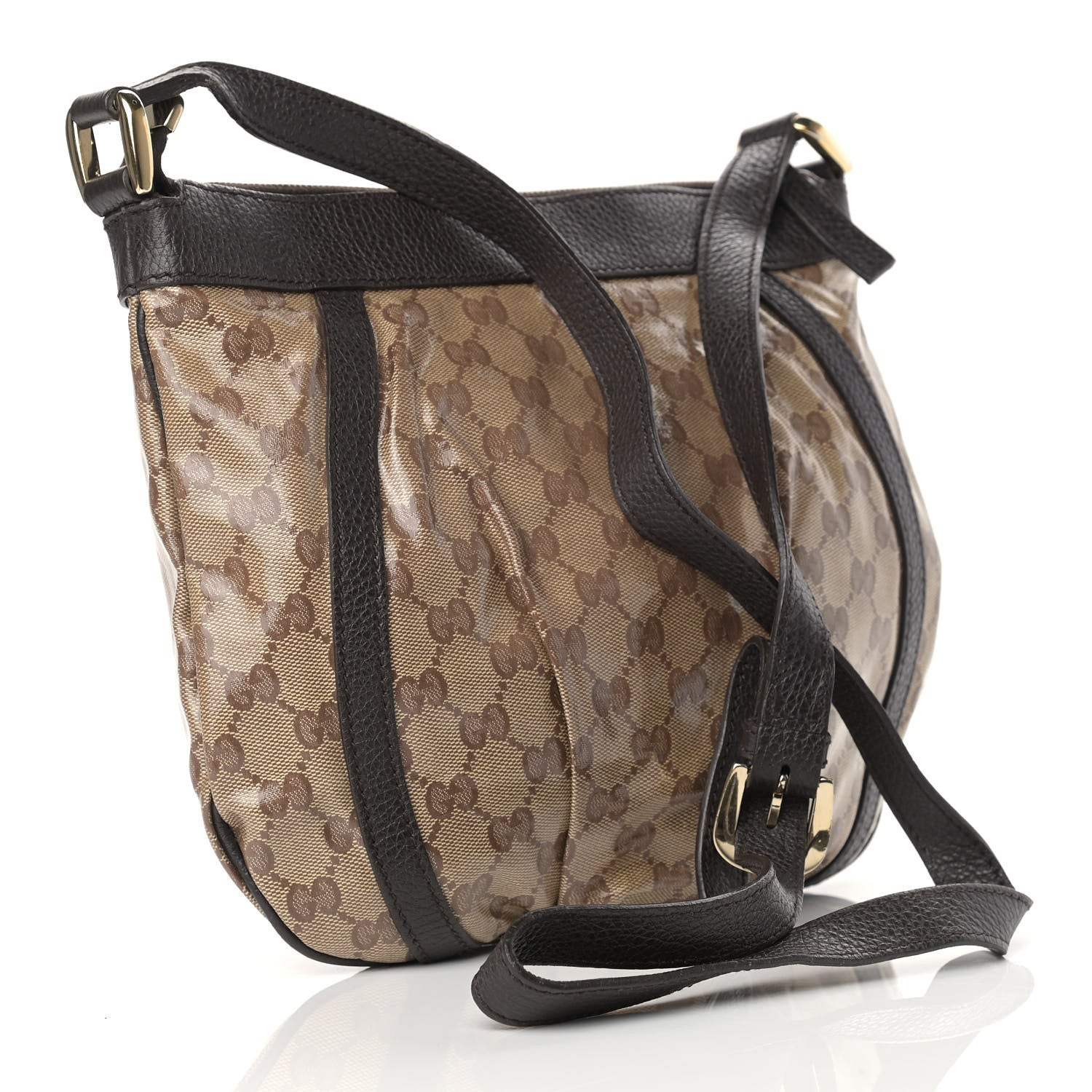 Gucci Crystal Monogram Small D Gold Ring Messenger Dark Brown 3 of 14