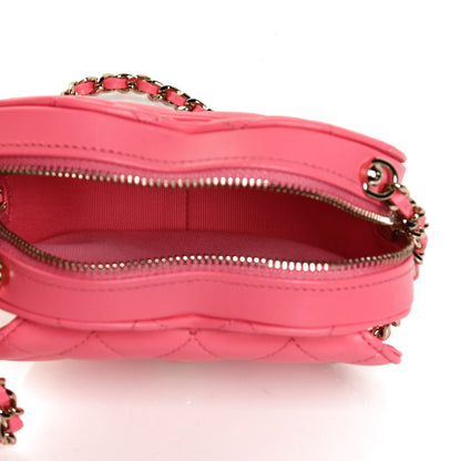 Chanel Lambskin Quilted CC In Love Heart Clutch With Chain Pink 5 of 11