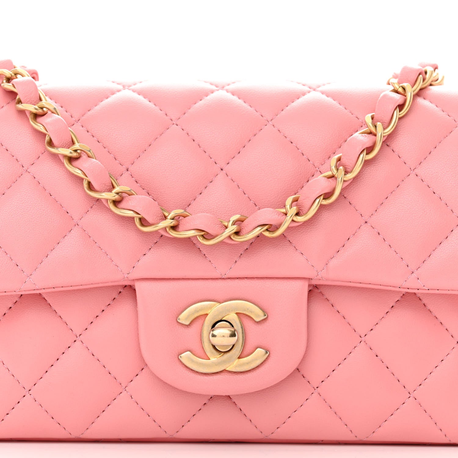 Chanel Lambskin Quilted Mini Rectangular Flap Pink 8 of 15