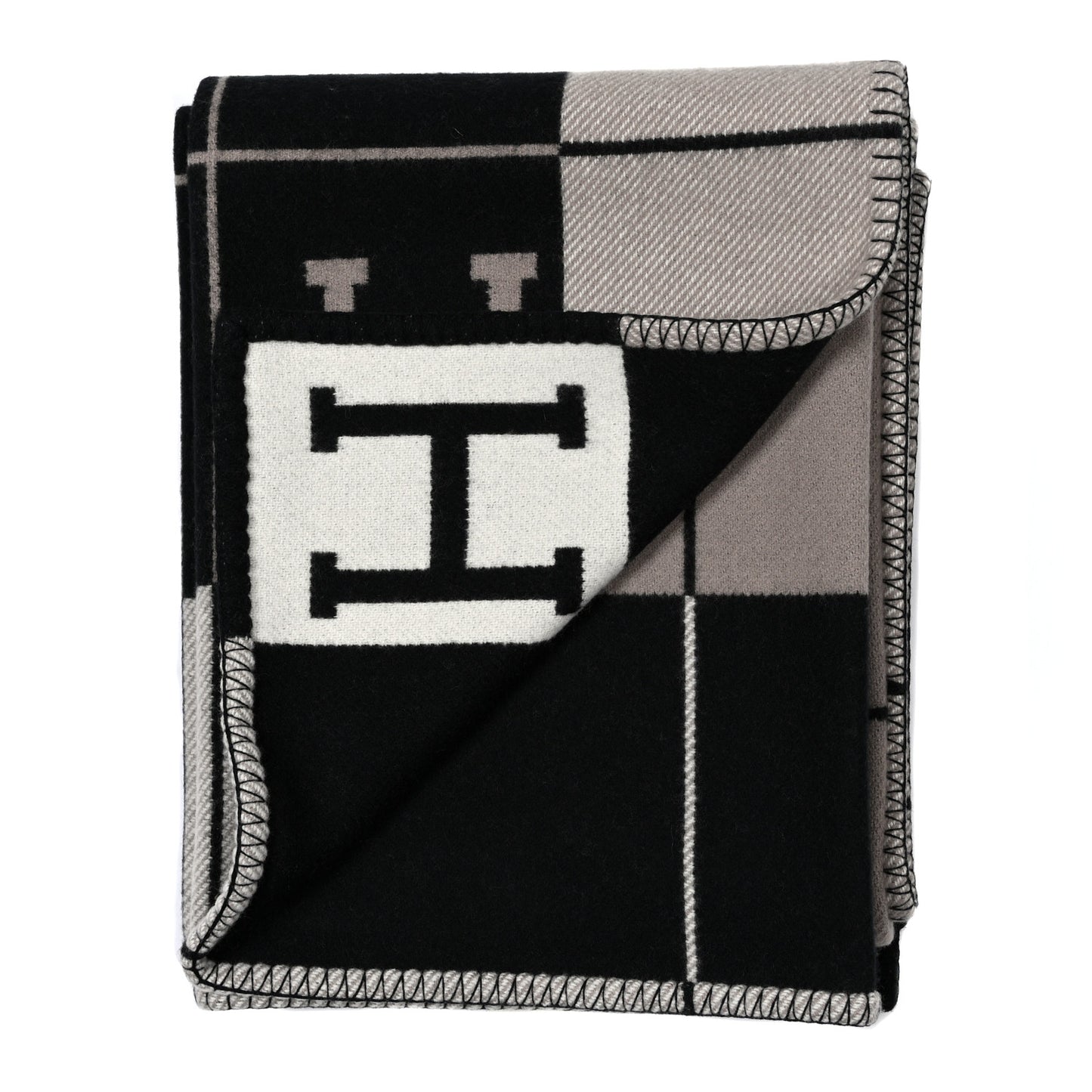 Wool Cashmere Avalon III Blanket Ecru Black