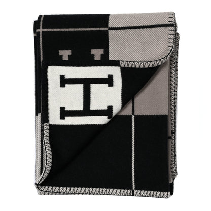 Hermes Wool Cashmere Avalon III Blanket Ecru Black 2 of 3