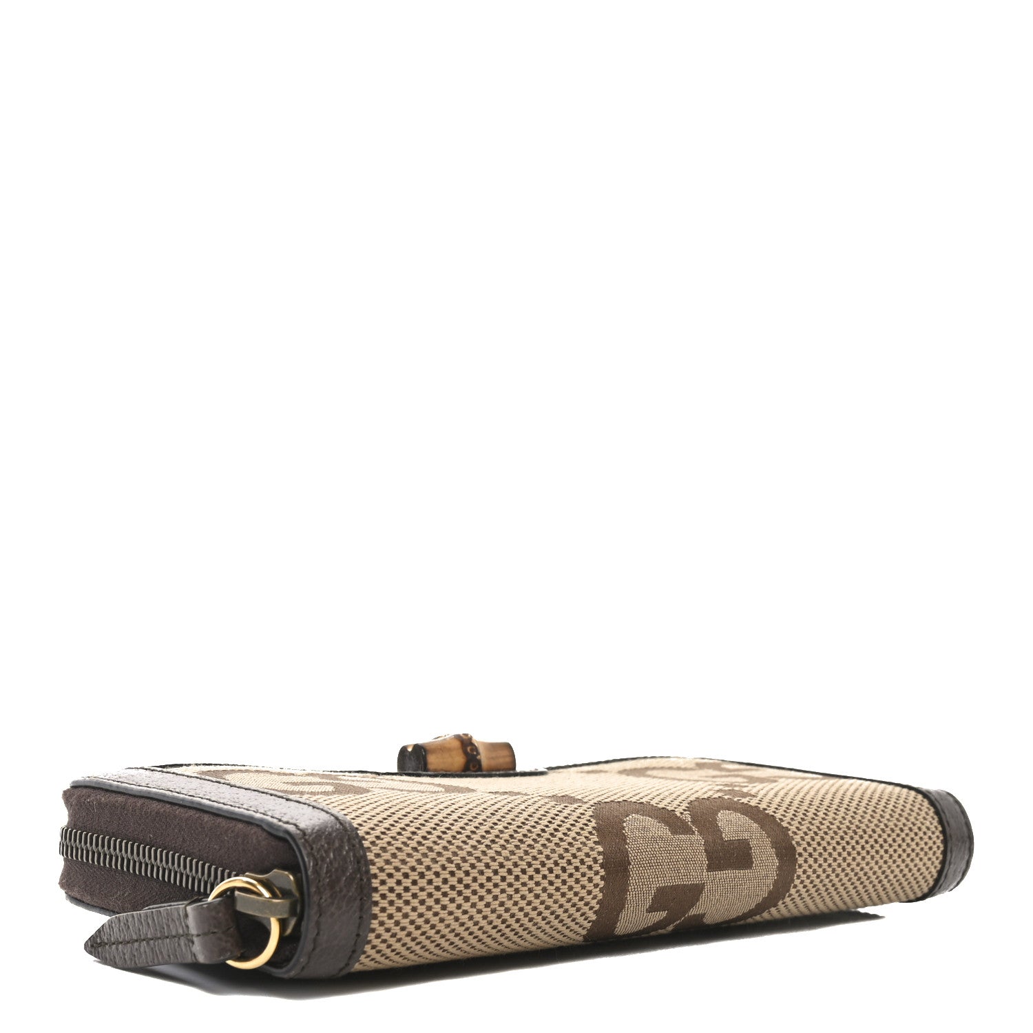 Gucci Monogram Jumbo GG Textured Dollar Calfskin Diana Zip Around Continental Wallet Camel Ebony New Acero 4 of 7