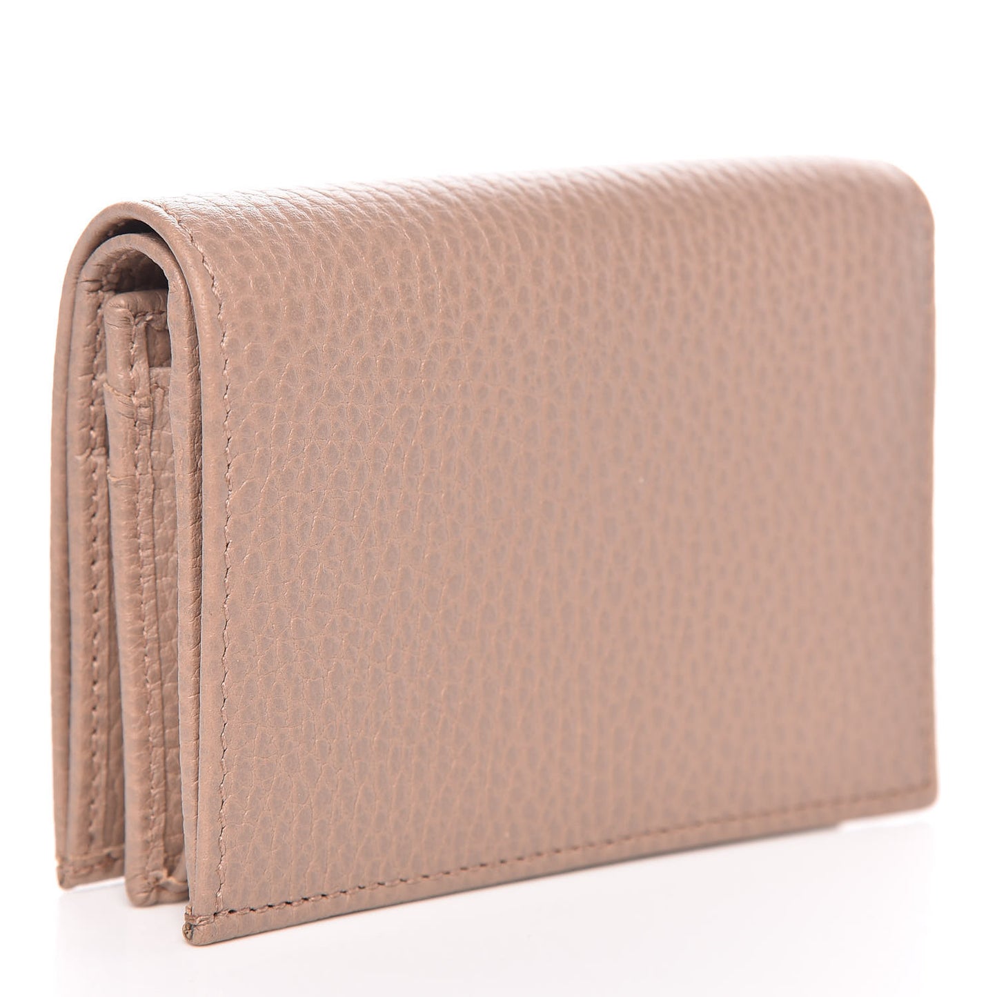 Pebbled Calfskin GG Marmont Card Case Porcelain Rose