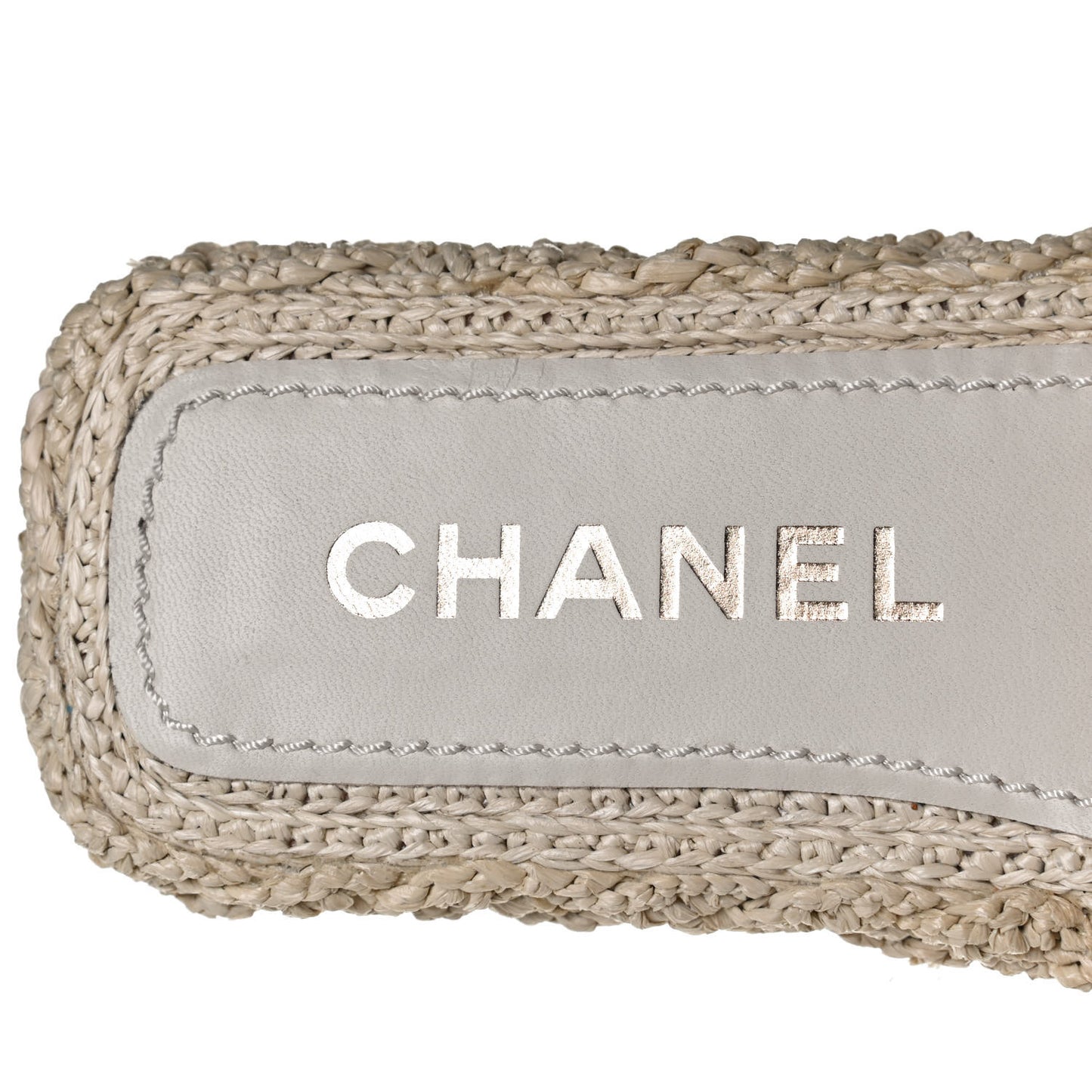 Raffia CC Espadrille Slip On Sandals 36 Beige